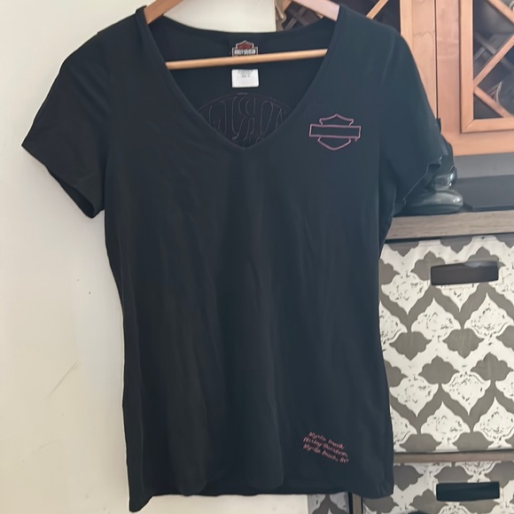 Harley Davidson black /purple short sleeve women’s peek a boo top  X-Large - Picture 1 of 5